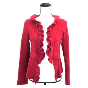 Apt 9 ruffle dark red cardigan holiday sweater